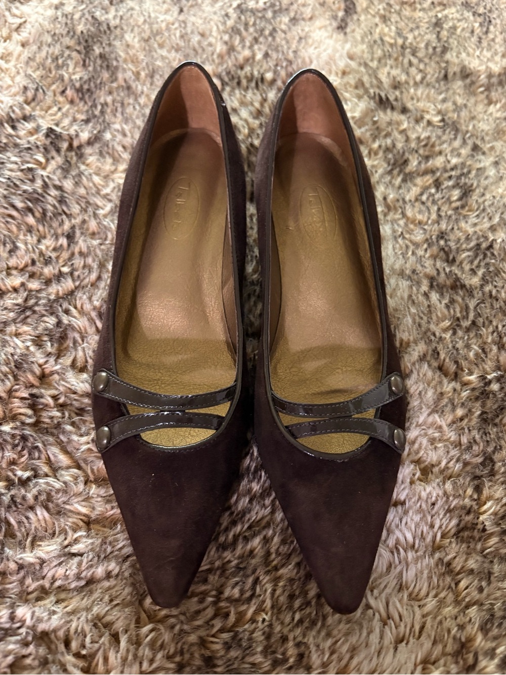 Talbots Women’s Pointed Toe Mary Jane Flats - Brown 6.6 very good condition.